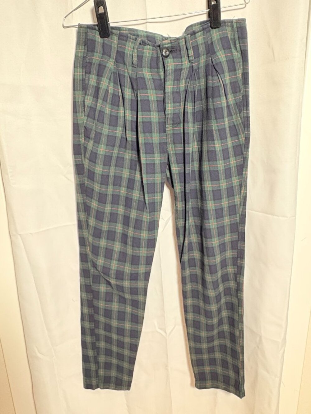 NSF Plaid Pleated Tapered Ankle Pants Made USA Size 26
